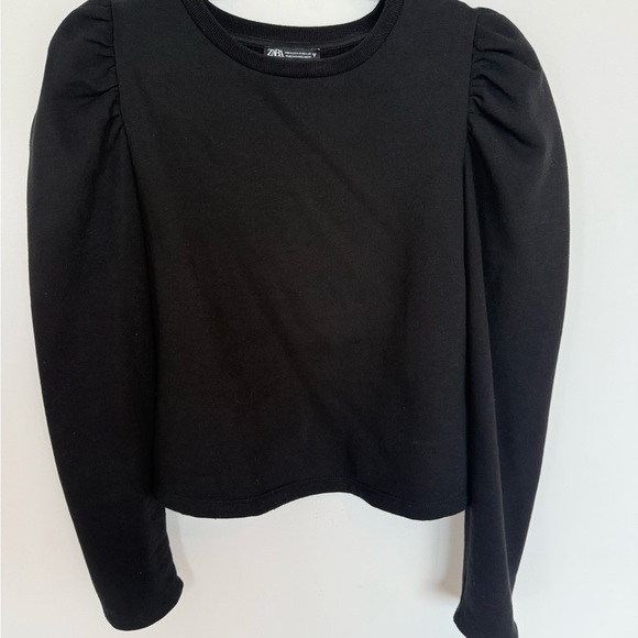 Zara Black Long Sleeve Puff Sleeve Top - Picture 3 of 4